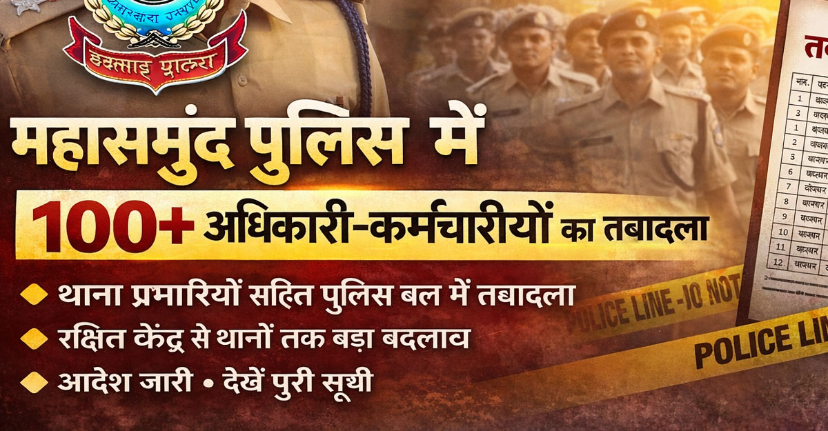 WebMorcha Web Morcha महासमुंद पुलिस में बड़ा फेरबदल, 100+ अधिकारी-कर्मचारियों का तबादला आदेश जारी