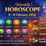 9 से 15 फरवरी 2026 का साप्ताहिक राशिफल मेष से मीन तक, प्रेम, धन, सेहत, शुभ अंक और रंग