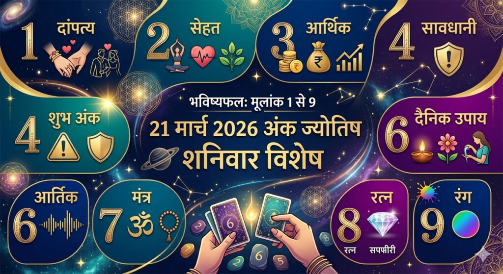 अंक ज्योतिष राशिफल: 21 मार्च 2026 | शनिवार का दिन इन मूलांक वालों के लिए लाएगा बड़ी सफलता