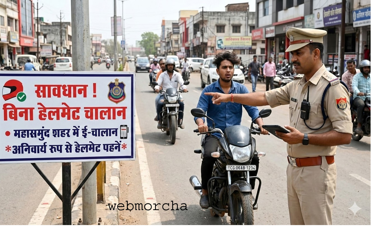 बाइक में महासमुंद शहर जाने वाले हो जाए सावधान, बिना हेलमेट गए तो ेकटेगी चालान