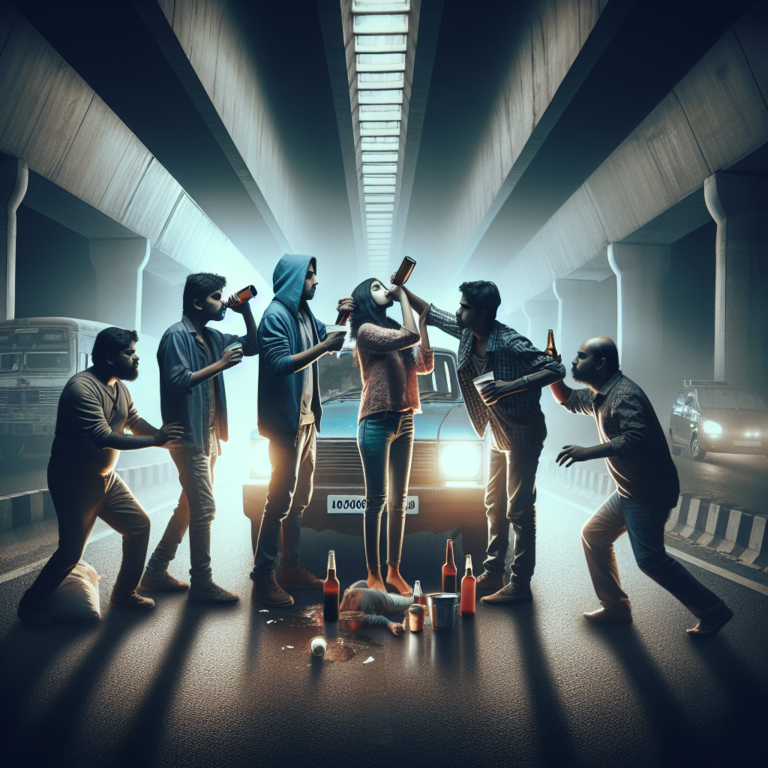 बर्थडे बंडल: ओवरब्रिज पर शराब पार्टी, युवती समेत 4 हुए गिरफ्तार!