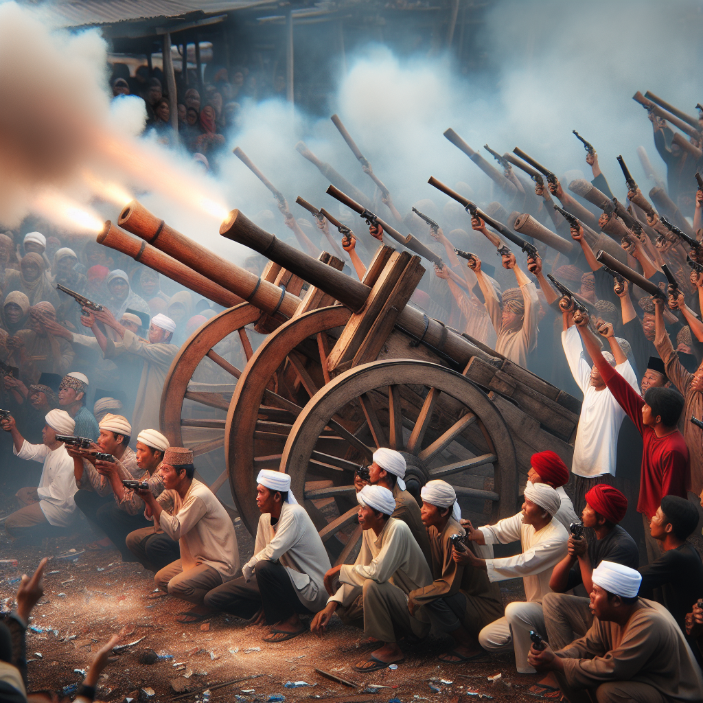 इंडोनेशिया में ईद के बाद परंपरा के तहत लकड़ी के तोपों की जोरदार सलामी!