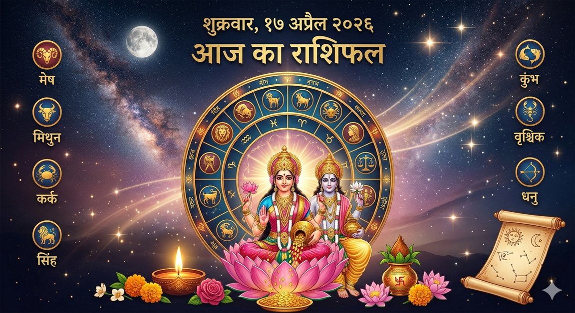 आज का राशिफल: 17 अप्रैल 2026, शुक्रवार। मेष से मीन तक का भविष्यफल, शुभ अंक और अचूक उपाय