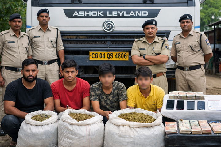 महासमुंद: टेमरी नाका में 47 किलो गांजा के साथ 4 आरोपी गिरफ्तार, 53 लाख से अधिक का माल जब्त