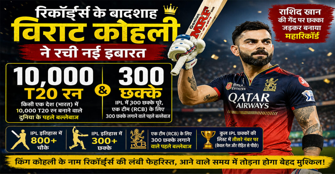 10,000 रन और 300 छक्के: Virat Kohli ने रचा इतिहास, T20 में बनाया महारिकॉर्ड