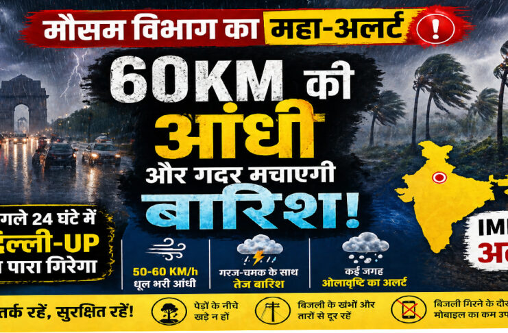 60KM की आंधी और तेज बारिश का अलर्ट: अगले 24 घंटे में बदलेगा मौसम, IMD की चेतावनी