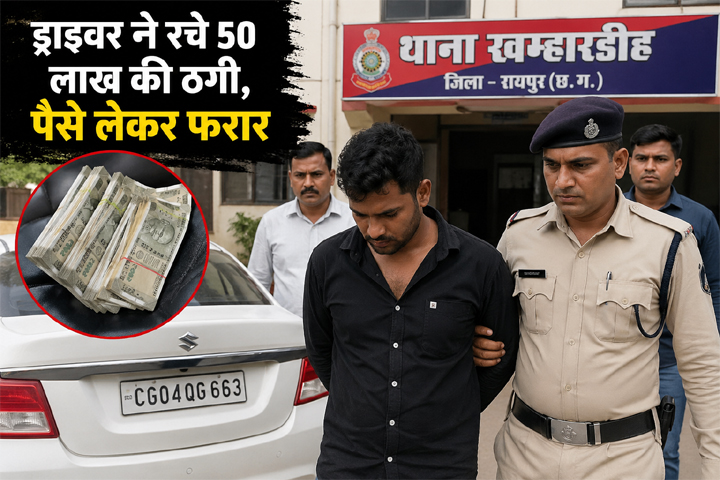 रायपुर में 50 लाख की ठगी: कारोबारी का ड्राइवर पैसे लेकर फरार, गिरफ्तार