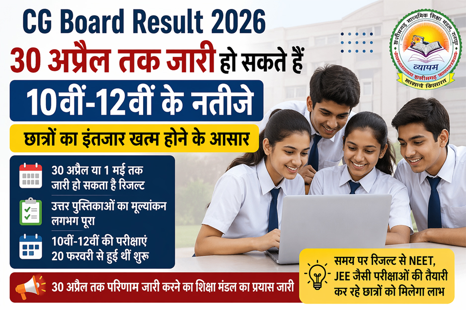 CG Board Result 2026: 30 अप्रैल तक जारी हो सकते हैं 10वीं-12वीं के नतीजे, छात्रों का इंतजार खत्म होने के आसार