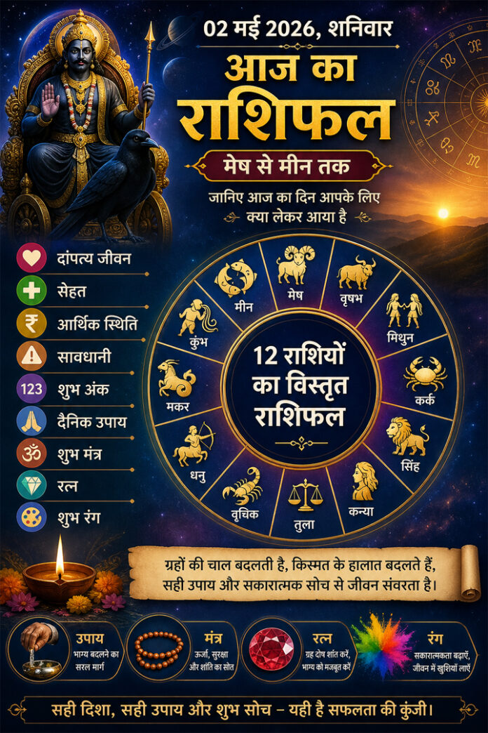 02 मई 2026, शनिवार का राशिफल: जानिए आज का दिन आपके लिए क्या लेकर आया है