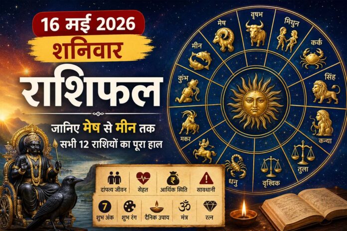 16 मई 2026 शनिवार राशिफल, आज का दिन इन राशियों के लिए रहेगा खास, जानिए दांपत्य, सेहत, धन लाभ और शनि देव की कृपा का असर