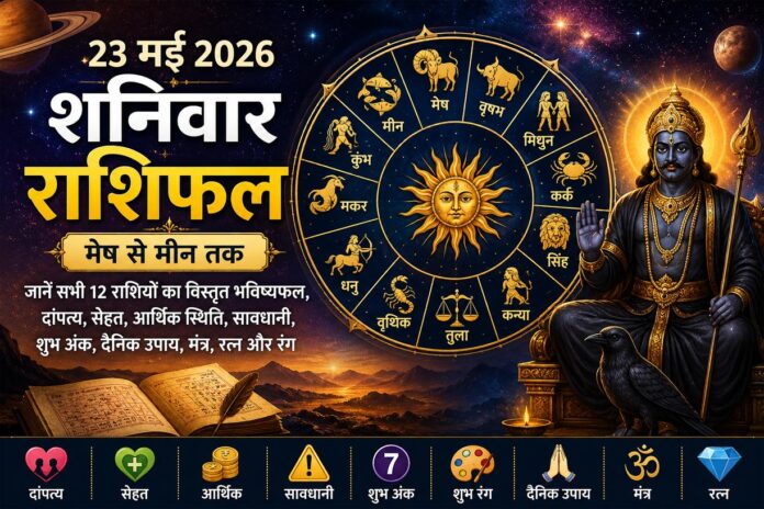 23 मई 2026 शनिवार राशिफल: मेष से मीन तक सभी राशियों का दैनिक भविष्यफल