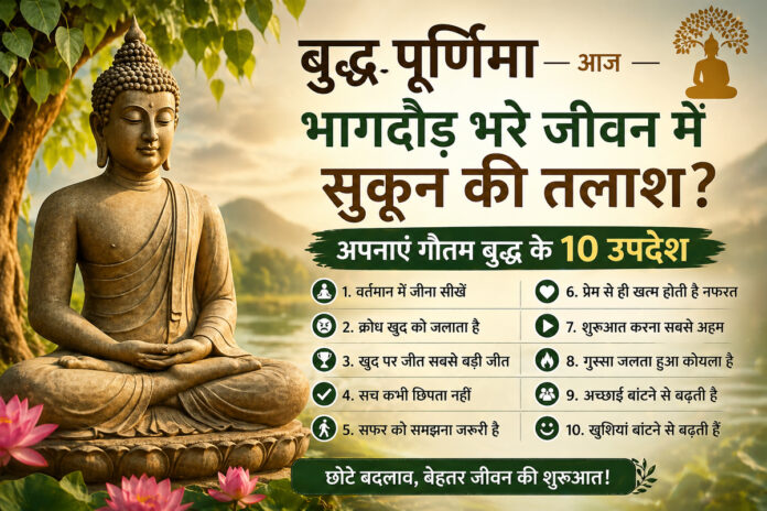 बुद्ध पूर्णिमा 2026: भागदौड़ भरी जिंदगी में सुकून चाहिए? अपनाएं गौतम बुद्ध के ये 10 सरल उपदेश