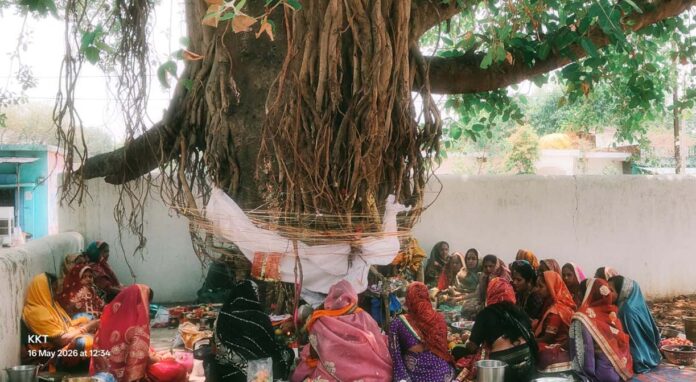 पति की दीर्घायु के लिए सुहागिन महिलाओं ने की पटपरपाली के ऐतिहासिक वट वृक्ष की पूजा, रखा वट सावित्री व्रत