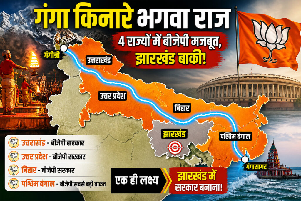 गंगा किनारे की राजनीति: चार राज्यों में बीजेपी मजबूत, झारखंड अब भी चुनौती