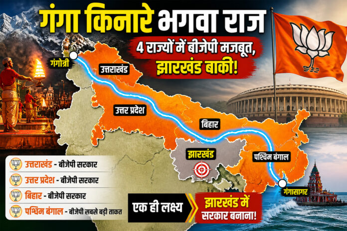 गंगा किनारे की राजनीति: चार राज्यों में बीजेपी मजबूत, झारखंड अब भी चुनौती
