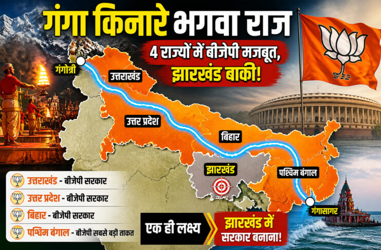 गंगा किनारे की राजनीति: चार राज्यों में बीजेपी मजबूत, झारखंड अब भी चुनौती