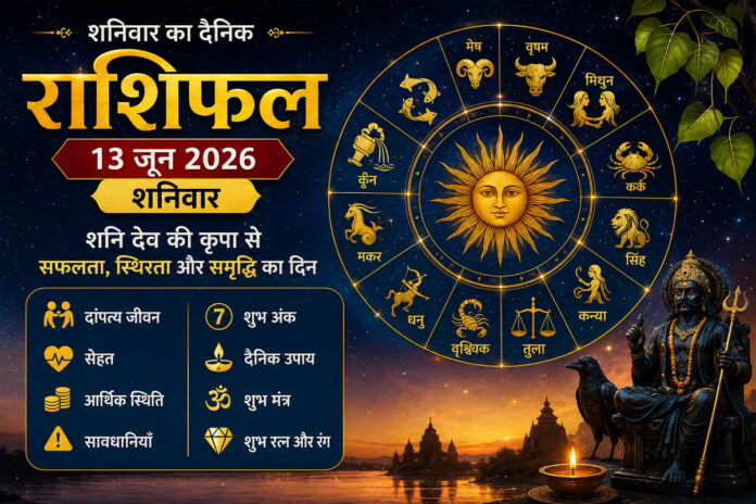 13 जून 2026, शनिवार का दैनिक राशिफल, शनि देव की कृपा, कर्म का फल और नई संभावनाओं का दिन
