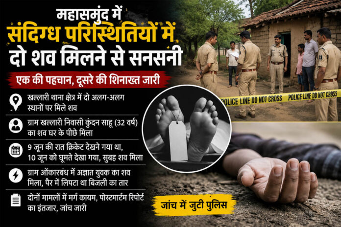 महासमुंद में संदिग्ध परिस्थितियों में दो शव मिलने से सनसनी, एक की पहचान, दूसरे की शिनाख्त जारी
