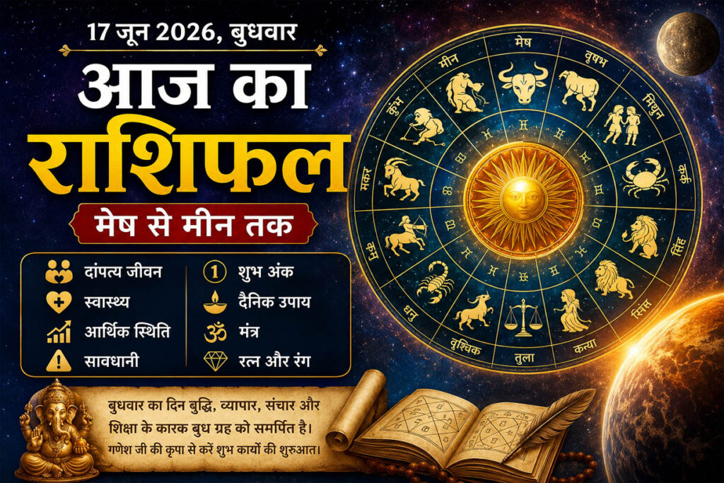 17 जून 2026 का राशिफल: बुधदेव की कृपा से किसे मिलेगा धन लाभ, किसे रहना होगा सतर्क? पढ़ें मेष से मीन तक का भविष्यफल