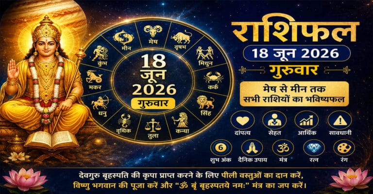 18 जून 2026 राशिफल: गुरुवार को बृहस्पति की कृपा से चमकेगा भाग्य, जानें मेष से मीन तक दांपत्य, सेहत और धन का हाल