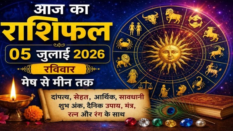 Daily Horoscope 05 जुलाई 2026: रविवार का राशिफल – मेष से मीन तक जानें कैसा रहेगा आपका दिन, दांपत्य, सेहत, धन और उपाय