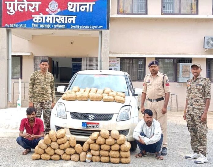 भवानीपटना से इंदौर ले जाया जा रहा था 62 किलो गांजा, महासमुंद पुलिस ने दो तस्करों को दबोचा, कार में बने थे गुप्त चैंबर