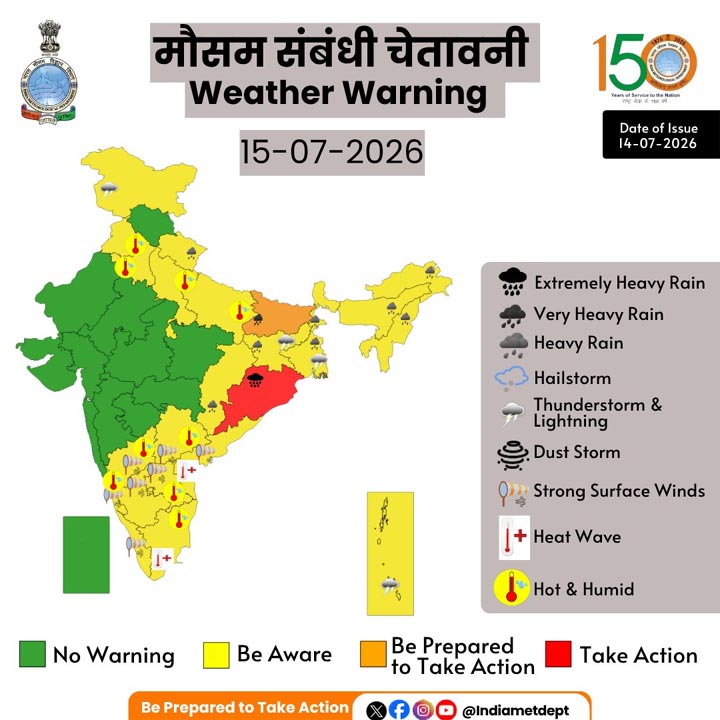 Weather Alert: छत्तीसगढ़-ओडिशा में अगले 60 घंटे भारी, मध्यप्रदेश के कई जिलों में मूसलाधार बारिश का अलर्ट, IMD ने 22 राज्यों को किया सतर्क Web Morcha Weather Alert: छत्तीसगढ़-ओडिशा में अगले 60 घंटे भारी, मध्यप्रदेश के कई जिलों में मूसलाधार बारिश का अलर्ट, IMD ने 22 राज्यों को किया सतर्क