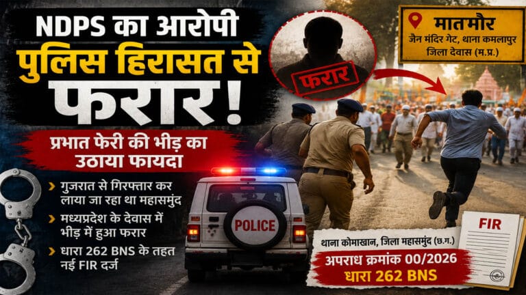 महासमुंद पुलिस की हिरासत से आरोपी फरार, ट्रांजिट रिमांड के दौरान हुआ बड़ा घटनाक्रम