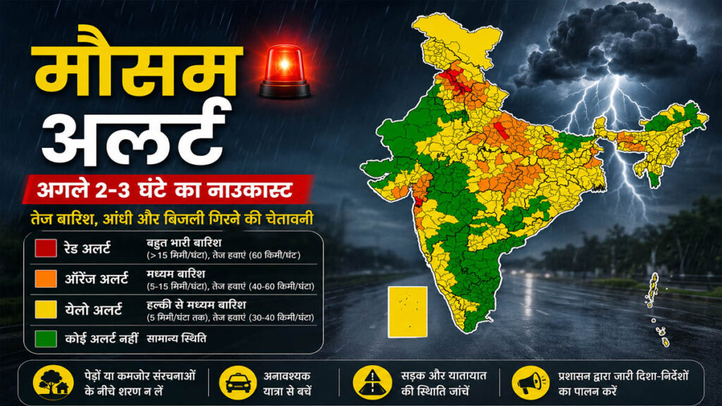 IMD Alert: अगले 2–3 घंटे भारी, कई राज्यों के जिलों में तेज बारिश, आंधी और बिजली गिरने की चेतावनी