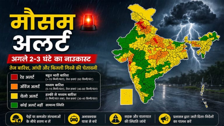 IMD Alert: अगले 2–3 घंटे भारी, कई राज्यों के जिलों में तेज बारिश, आंधी और बिजली गिरने की चेतावनी