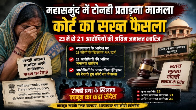 महासमुंद टोनही प्रताड़ना मामला: 23 आरोपियों में से 21 की अग्रिम जमानत खारिज, कोर्ट ने गंभीरता देखते हुए याचिका की निरस्त