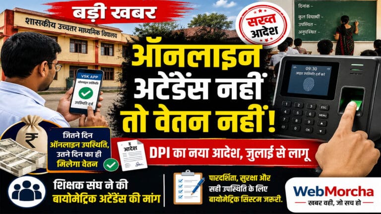 ऑनलाइन अटेंडेंस नहीं तो वेतन भी नहीं: डीपीआई का सख्त आदेश, जुलाई से लागू होगी नई व्यवस्था