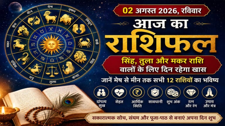 आज का राशिफल 02 अगस्त 2026: सिंह, तुला और मकर राशि वालों के लिए दिन रहेगा खास, जानें मेष से मीन तक सभी राशियों का भविष्य