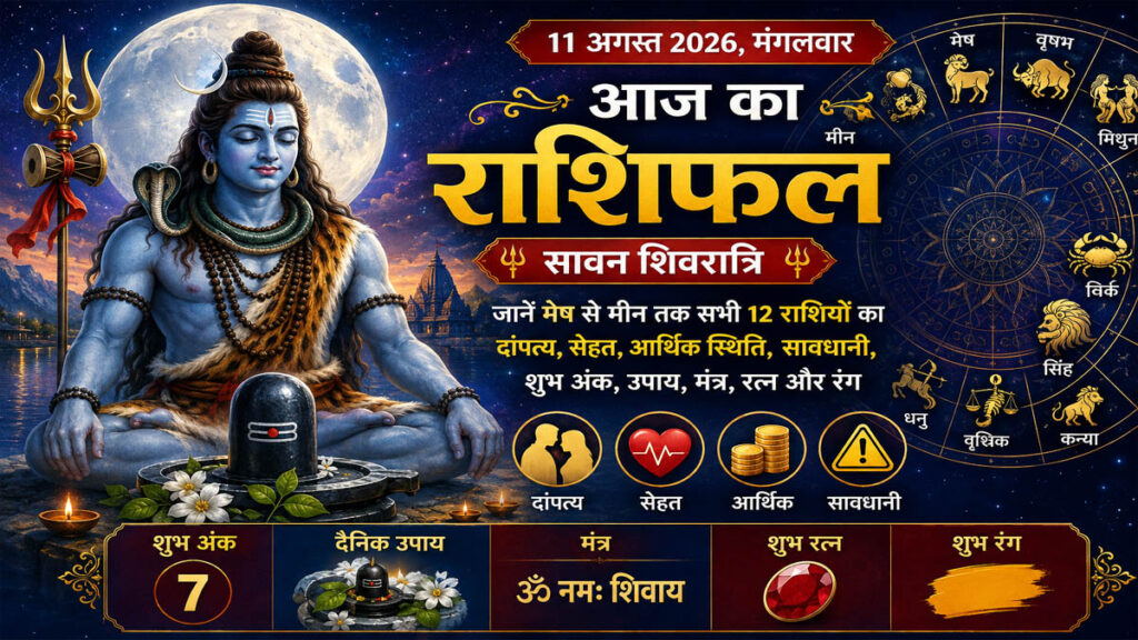11 अगस्त का राशिफल: सावन शिवरात्रि पर इन राशियों पर बरसेगी महादेव की कृपा, जानें मेष से मीन तक भविष्यफल