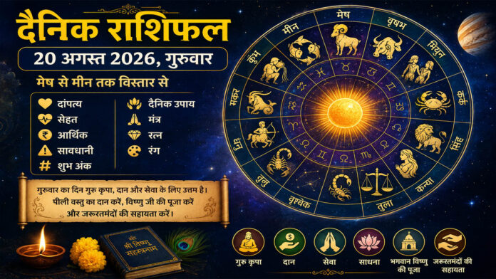 20 अगस्त 2026 गुरुवार का दैनिक राशिफल: मेष से मीन तक
