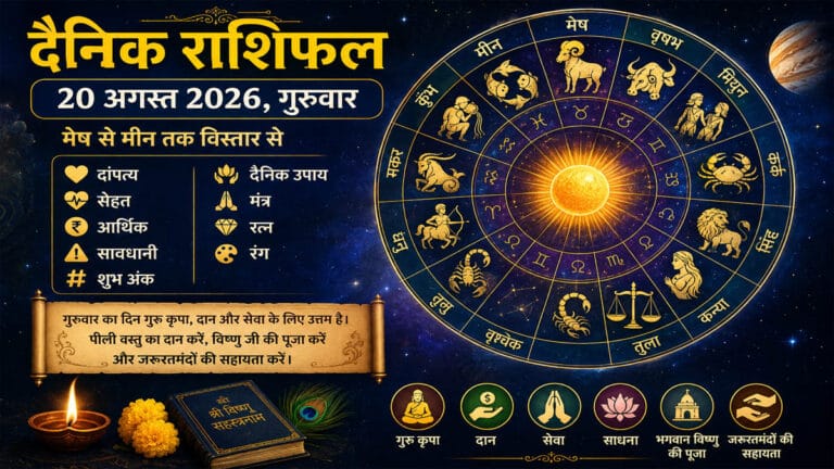20 अगस्त 2026 गुरुवार का दैनिक राशिफल: मेष से मीन तक