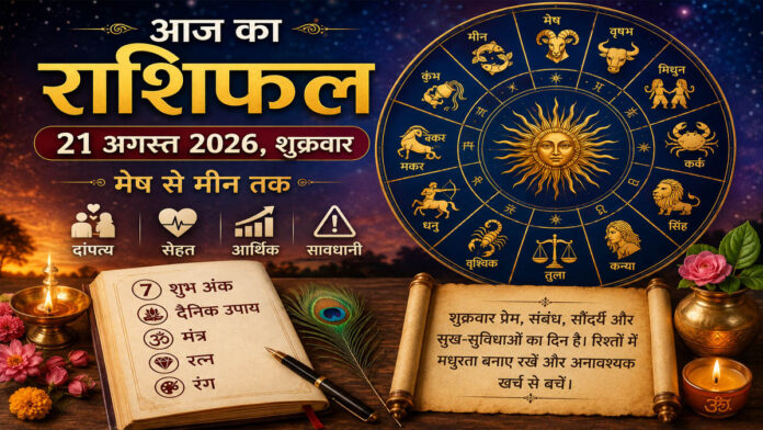 आज का राशिफल 21 अगस्त 2026, शुक्रवार: मेष से मीन तक