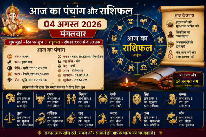 04 अगस्त 2026 मंगलवार : आज का राशिफल और पंचांग