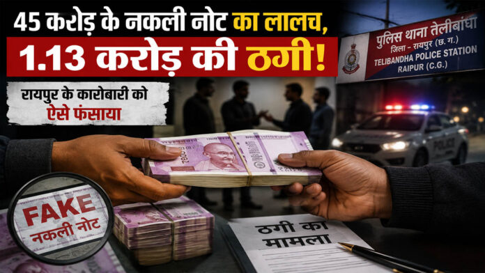 1.13 करोड़ देकर 45 करोड़ के नकली नोट लेने चला कारोबारी, रकम लेकर फरार हुए आरोपी; रायपुर में ठगी से मचा हड़कंप