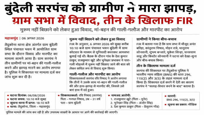 ग्राम सभा में बवाल: बुंदेली सरपंच को ग्रामीण ने मारा झापड़, तीन के खिलाफ FIR
