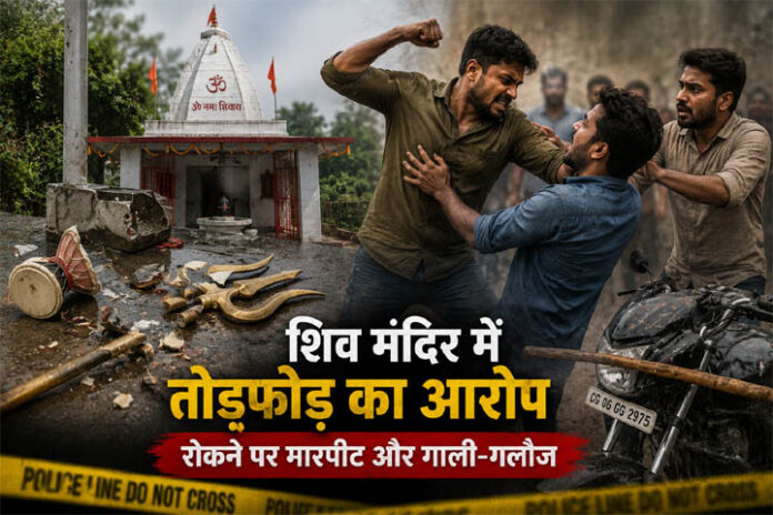 कोमाखान शिव मंदिर में तोड़फोड़ का आरोप, रोकने पर दो लोगों से मारपीट और गाली-गलौज