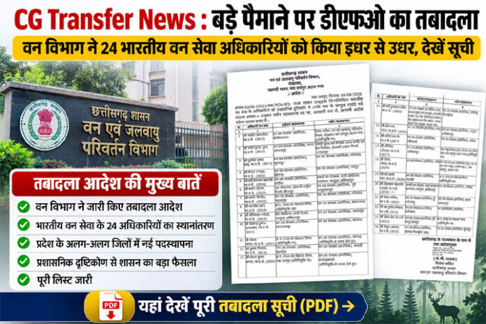 CG Transfer: बड़े पैमाने पर डीएफओ का तबादला, देखें सूची
