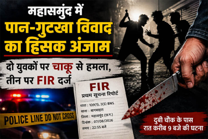 बागबाहरा में पान-गुटखा खाने की बात पर विवाद, दो युवकों पर चाकू से हमला; तीन के खिलाफ FIR