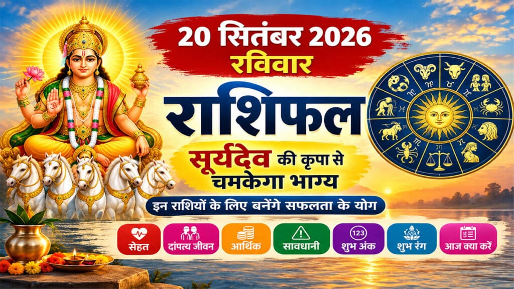 20 सितंबर 2026 रविवार राशिफल: सूर्यदेव की कृपा से चमकेगा भाग्य, इन राशियों के लिए बनेंगे सफलता के योग
