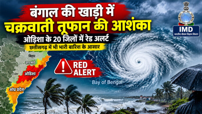 बंगाल की खाड़ी में चक्रवाती तूफान की आशंका, ओडिशा के 20 जिलों में रेड अलर्ट; छत्तीसगढ़ में भी भारी बारिश के आसार