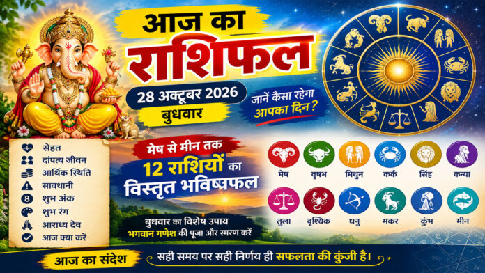 आज का राशिफल 28 अक्टूबर 2026: बुधवार को इन राशियों के लिए खुल सकते हैं तरक्की के रास्ते, जानें मेष से मीन तक सभी 12 राशियों का भविष्य